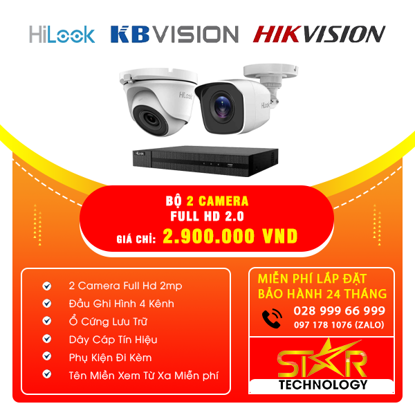 Trọn gói Bộ 2 Camera HILOOK FULL HD 2.0MP Trọn gói Bộ 2 Camera HILOOK FULL HD 2.0MP