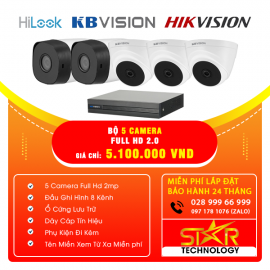Trọn gói Bộ 5 Camera KBVISION FULL HD 2.0MP