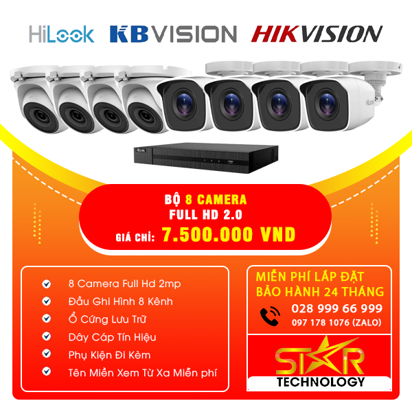 Trọn gói Bộ 8 Camera HILOOK FULL HD 2.0MP Trọn gói Bộ 8 Camera HILOOK FULL HD 2.0MP
