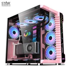 Thùng máy Case Milk LV07 Tempered Glass (Hồng) (No Fan)