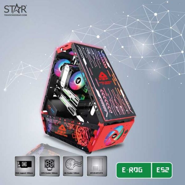 Thùng máy Case VSP ESPORT ROG ES2 Gaming (No Fan) (Đỏ Đen) Thùng máy Case VSP ESPORT ROG ES2 Gaming (No Fan) (Đỏ Đen)
