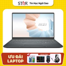 Laptop MSI Modern 14 B5M-064VN: AMD R5-5500U, AMD Radeon Graphics, Ram 8G, SSD NVMe 512G, Win10, Led Keyboard, 14.0”FHD IPS (Carbon Gray)