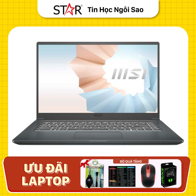 Laptop MSI Modern 15 A5M-048VN: AMD R5-5500U, AMD Radeon Graphics, Ram 8G, SSD NVMe 512G, Win10, Led Keyboard, 15.6”FHD IPS (Carbon Gray) Laptop MSI Modern 15 A5M-048VN: AMD R5-5500U, AMD Radeon Graphics, Ram 8G, SSD NVMe 512G, Win10, Led Keyboard, 15.6”FHD IPS (Carbon Gray)