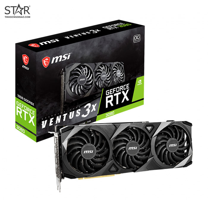 VGA MSI RTX 3080 10G GDDR6X Ventus 3X OC V2 LHR (GeForce RTX™ 3080 VENTUS 3X 10G OC LHR) VGA MSI RTX 3080 10G GDDR6X Ventus 3X OC V2 LHR (GeForce RTX™ 3080 VENTUS 3X 10G OC LHR)