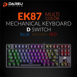 Bàn Phím Cơ Dare-U EK87 Gaming Blue Switch TKL (Đen)
