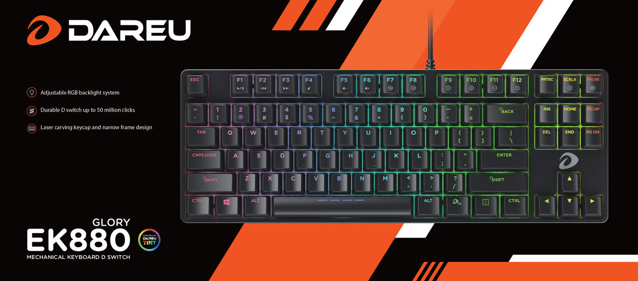 Bàn Phím Cơ Dare-U EK880 RGB Gaming Brown Switch (Đen) Bàn Phím Cơ Dare-U EK880 RGB Gaming Brown Switch (Đen)