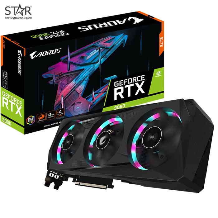 VGA Gigabyte RTX 3060 12G GDDR6 Aorus Elite V2 (GV-N3060AORUS E-12GD) (rev. 2.0) VGA Gigabyte RTX 3060 12G GDDR6 Aorus Elite V2 (GV-N3060AORUS E-12GD) (rev. 2.0)
