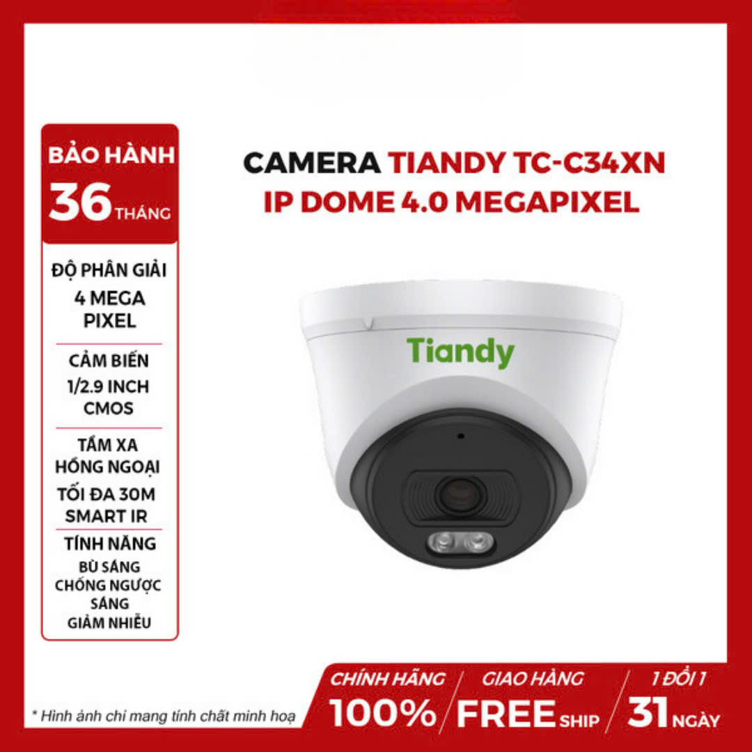 Camera TIANDY TC-C34XN IP Dome Hồng Ngoại 4.0 MP (I3/E/Y/2.8mm/V5.0) Camera TIANDY TC-C34XN IP Dome Hồng Ngoại 4.0 MP (I3/E/Y/2.8mm/V5.0)