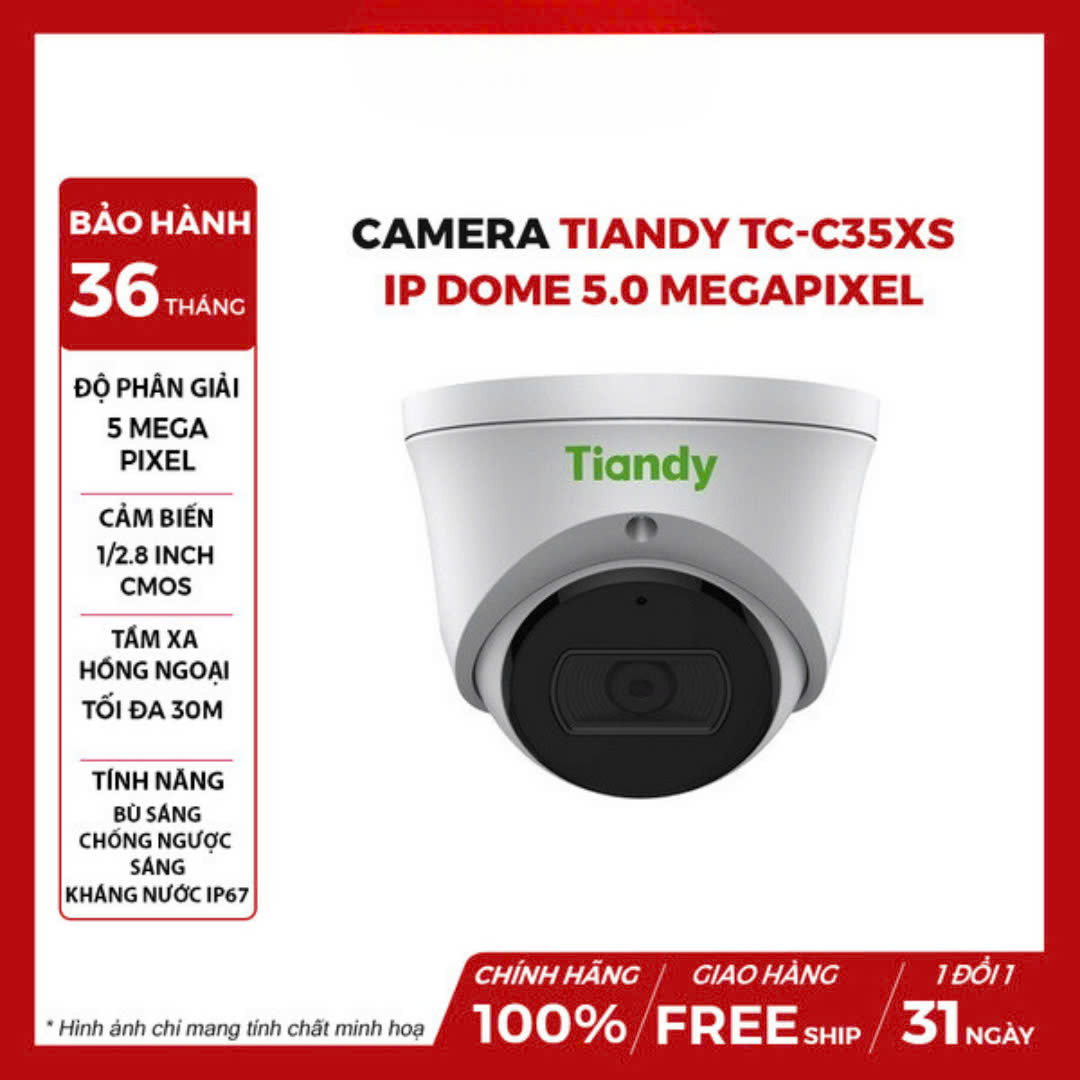 Camera TIANDY TC-C35XS IP Dome Hồng Ngoại 5.0 MP (I3W/E/Y/S/2.8mm/V5.0) Camera TIANDY TC-C35XS IP Dome Hồng Ngoại 5.0 MP (I3W/E/Y/S/2.8mm/V5.0)