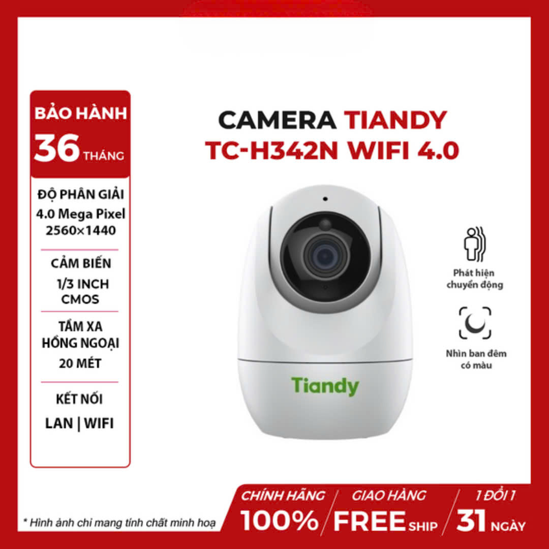 Camera TIANDY TC-H342N Wifi Hồng Ngoại 4.0 MP (I2W/WIFI/Eu/4mm/V4.1) Camera TIANDY TC-H342N Wifi Hồng Ngoại 4.0 MP (I2W/WIFI/Eu/4mm/V4.1)